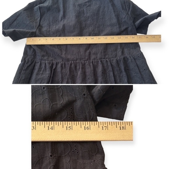 NWT Madewell Eyelet Button-Front Tiered Mini Dress XSP, Black - Picture 12 of 13